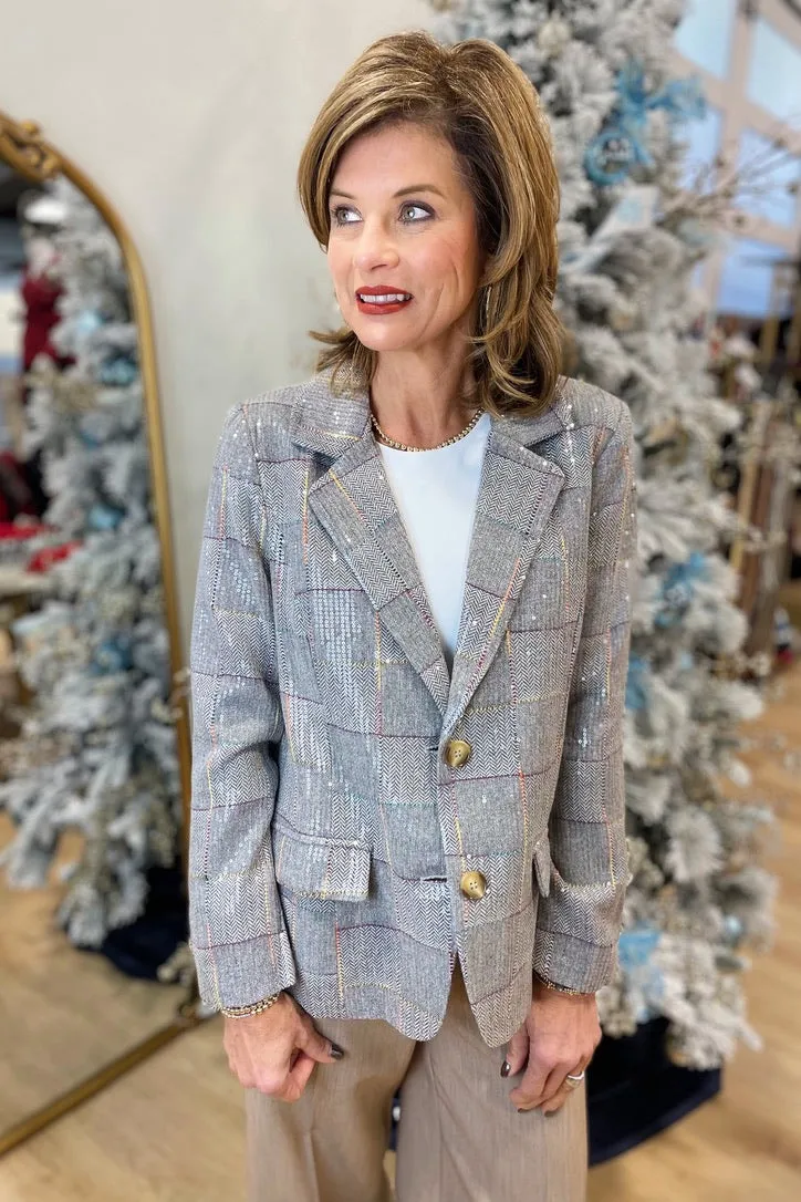 Joh Jamie Sequin Blazer Grey